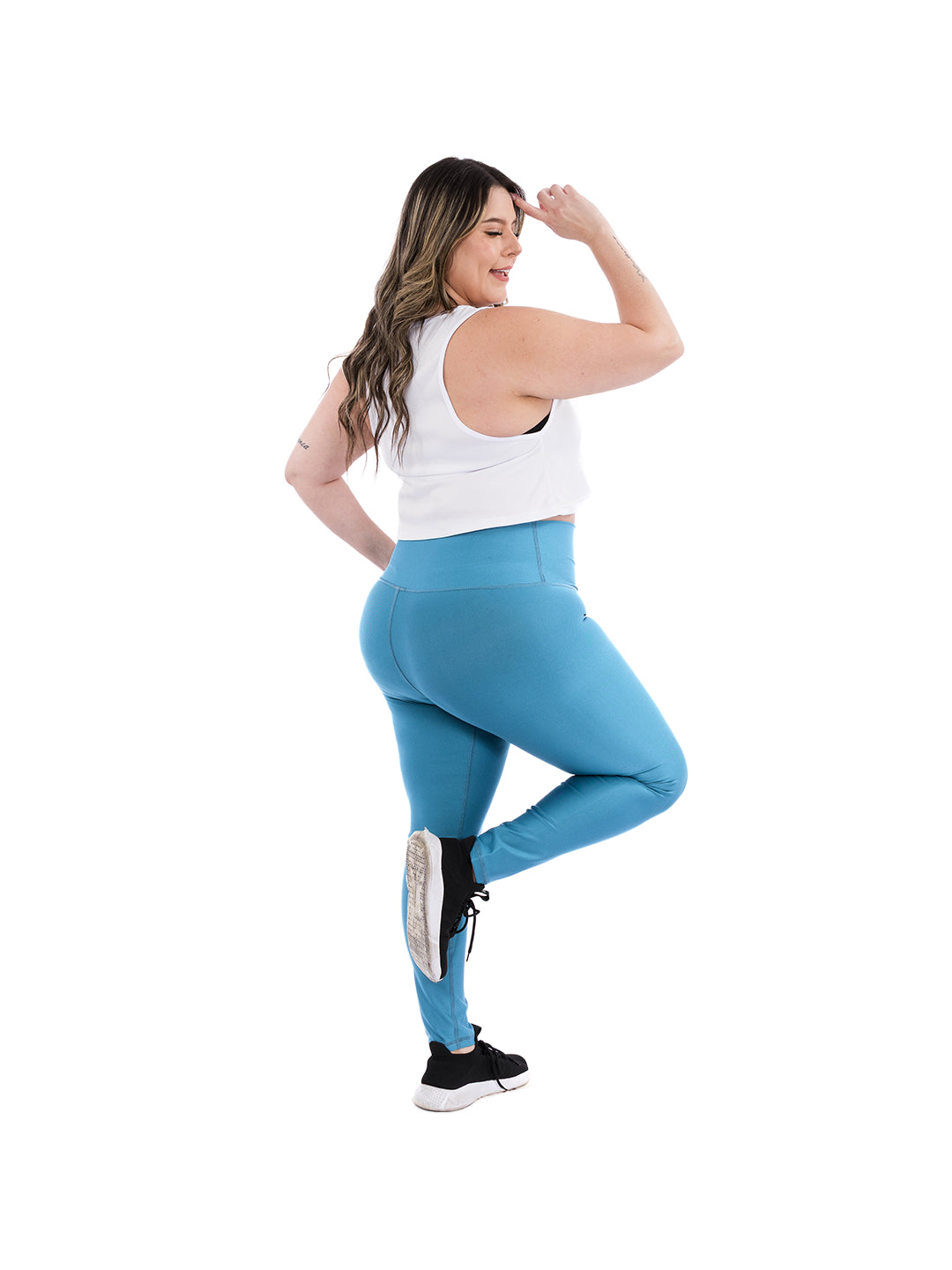 LEGGINS UNICOLOR PLUS SIZE -AZUL CELESTE