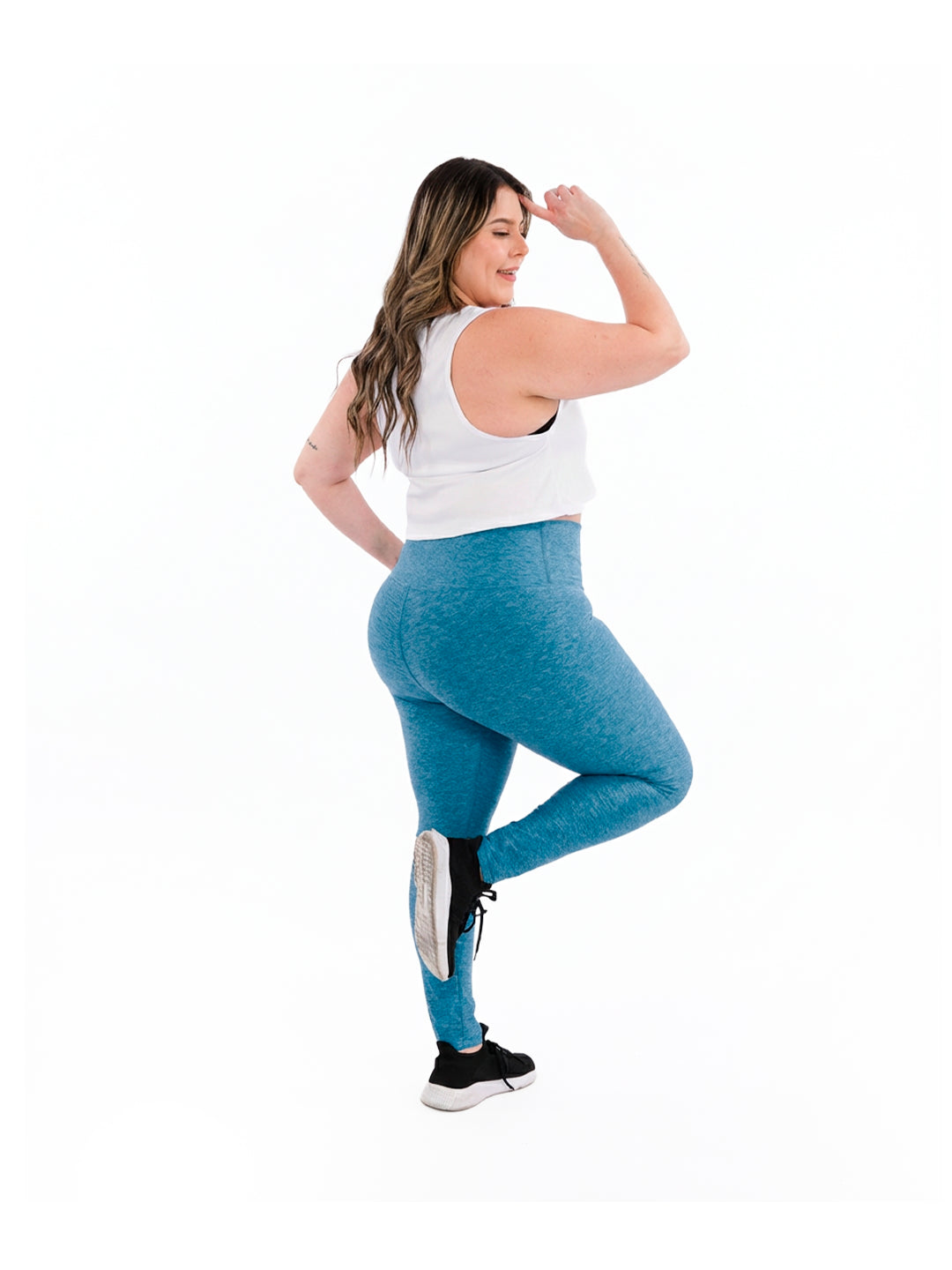 LEGGINS UNICOLOR PLUS SIZE -AZUL PETROLEO JASPE