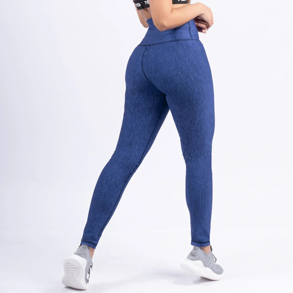 LEGGINS UNICOLOR - AZUL TURQUI JASPE