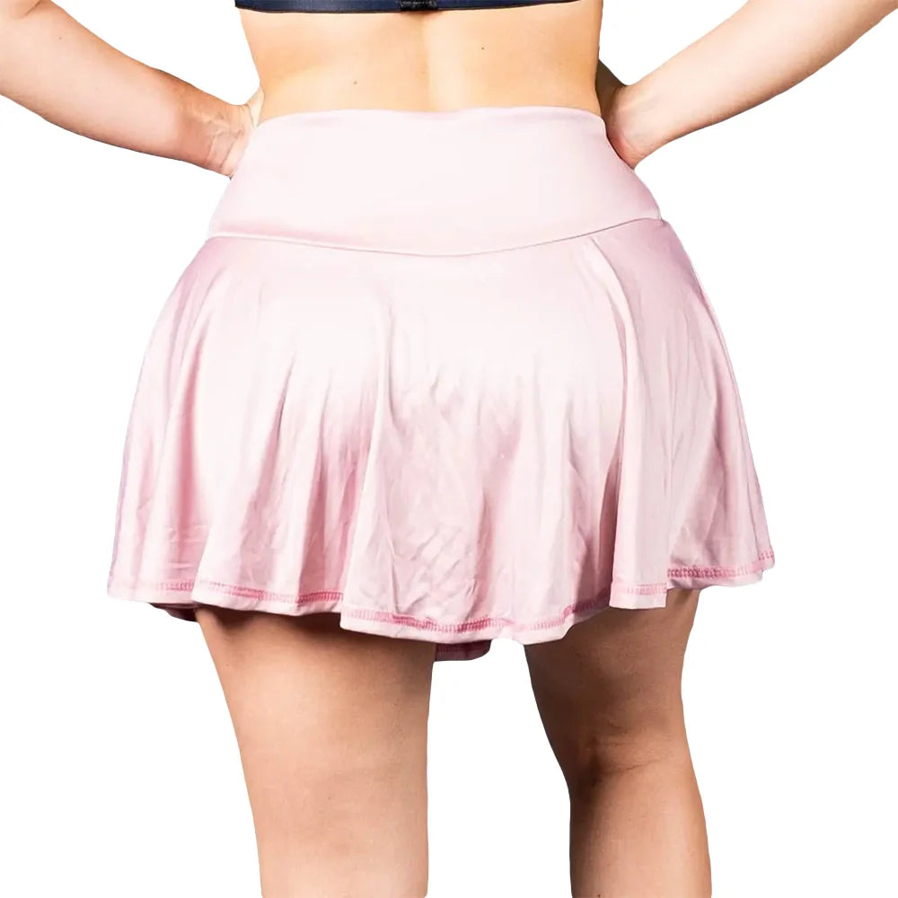 FALDA SHORT TRADICIONAL-ROSA CREPE CLARO