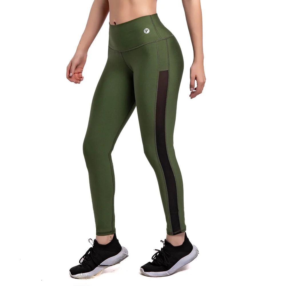 LEGGINS MALLA LATERAL-VERDE MILITAR