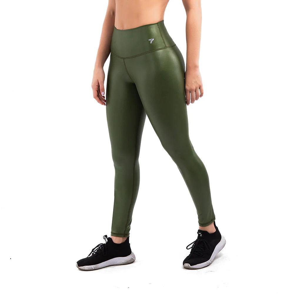 LEGGINS EFECTO CUERO-VERDE MILITAR