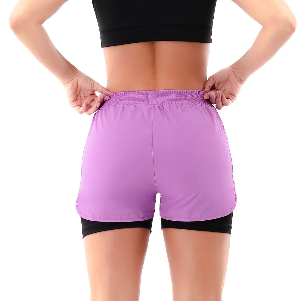 SHORT RUNNING - LILA OSCURO - NEGRO