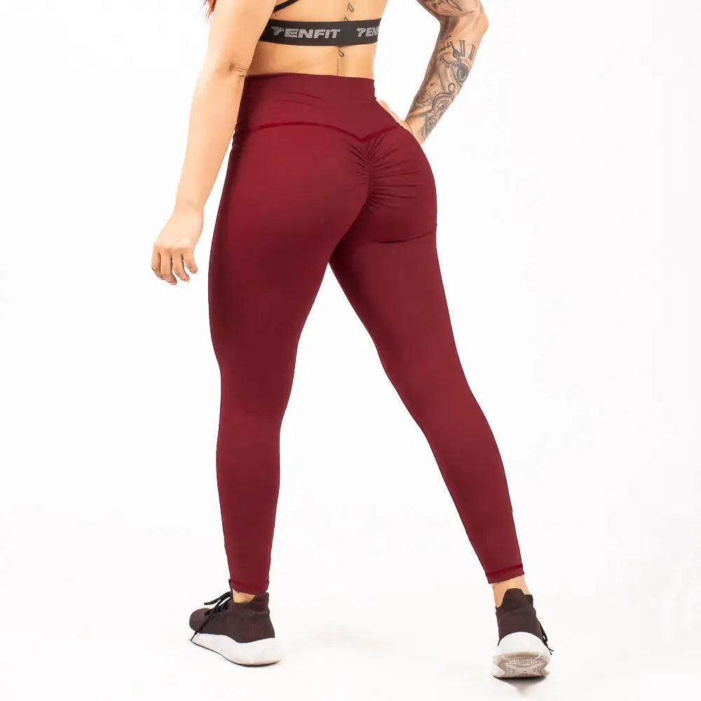 LEGGINS PUSH UP UNICOLOR-VINOTINTO
