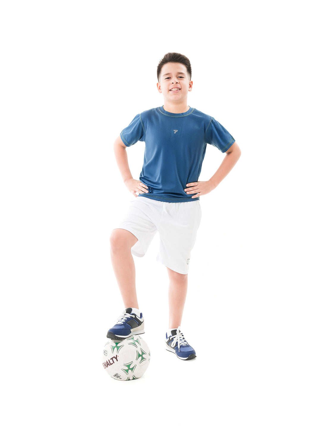CAMISETA JUNIOR UNICOLOR -  AZUL TURQUI JASPE
