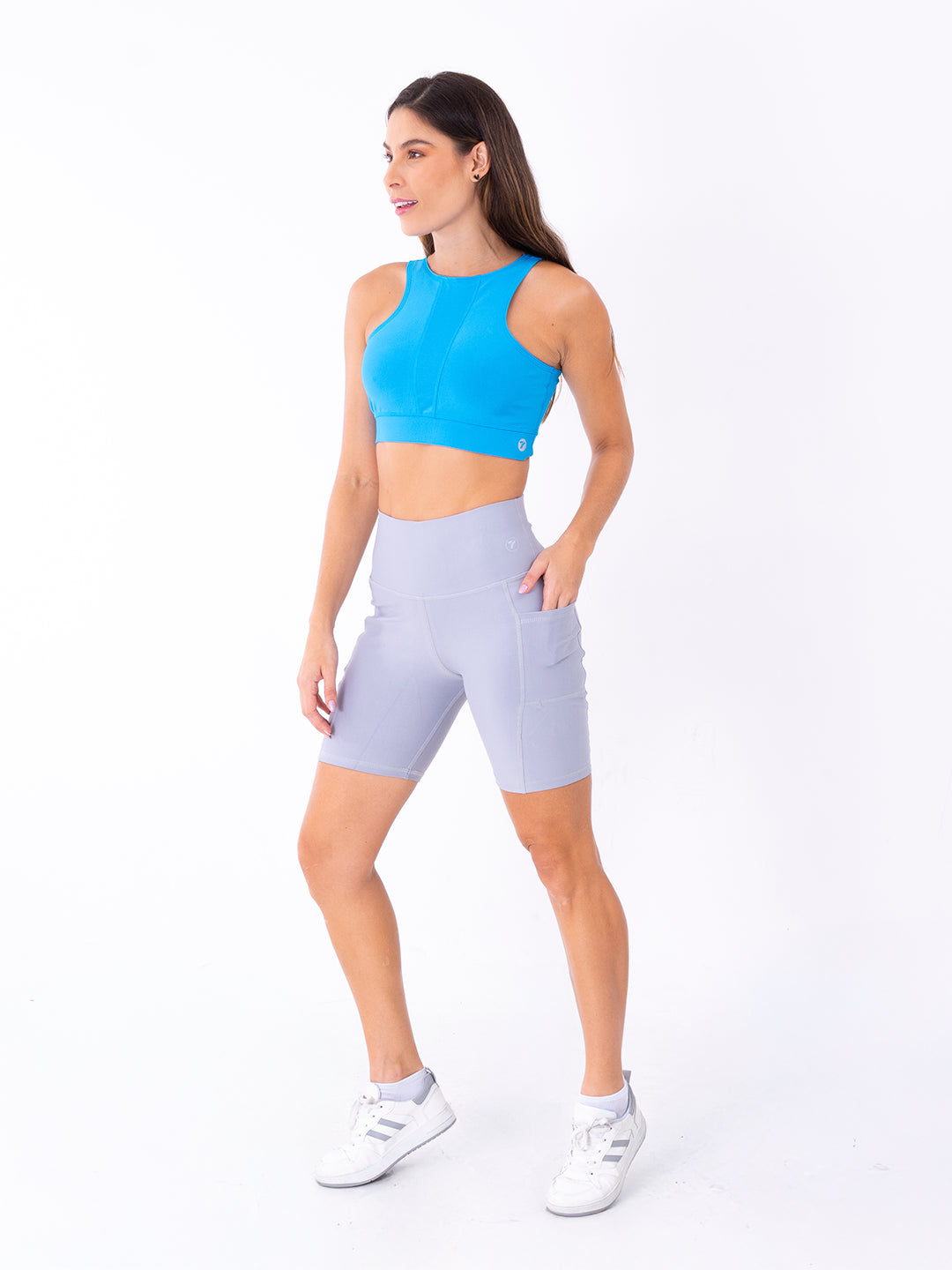 TOP STYLISH UNICOLOR - AZUL TURQUESA