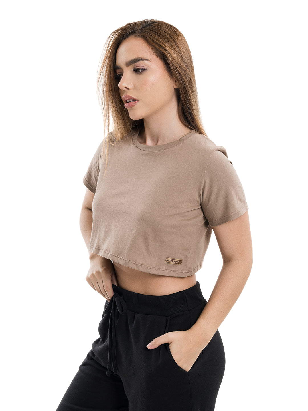 CAMISETA CROP TOP  KIM - CAQUI OSCURO