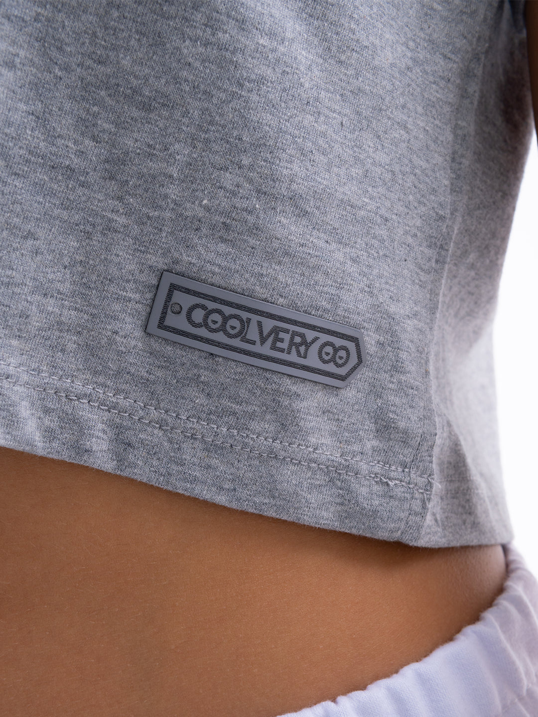 CAMISETA CROP TOP KIM - GRIS JASPE